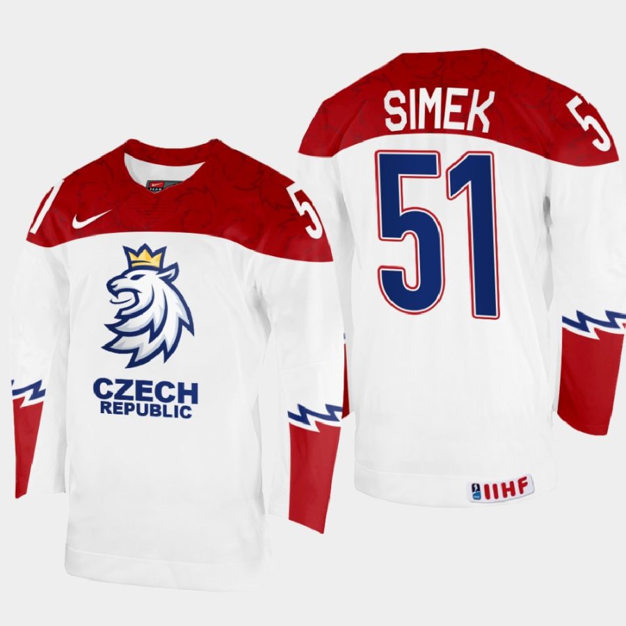 czechia hockey radim simek 2022 iihf world championship home jersey white