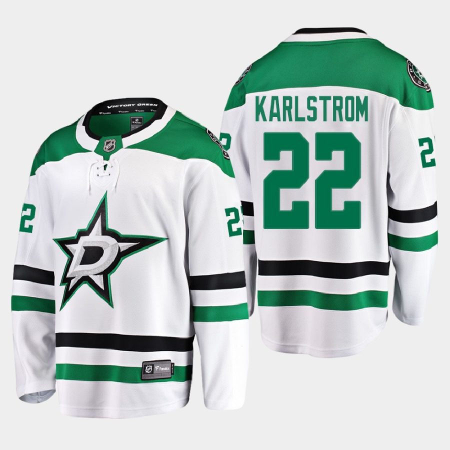 dallas stars fredrik karlstrom away breakaway player fanatics jersey white