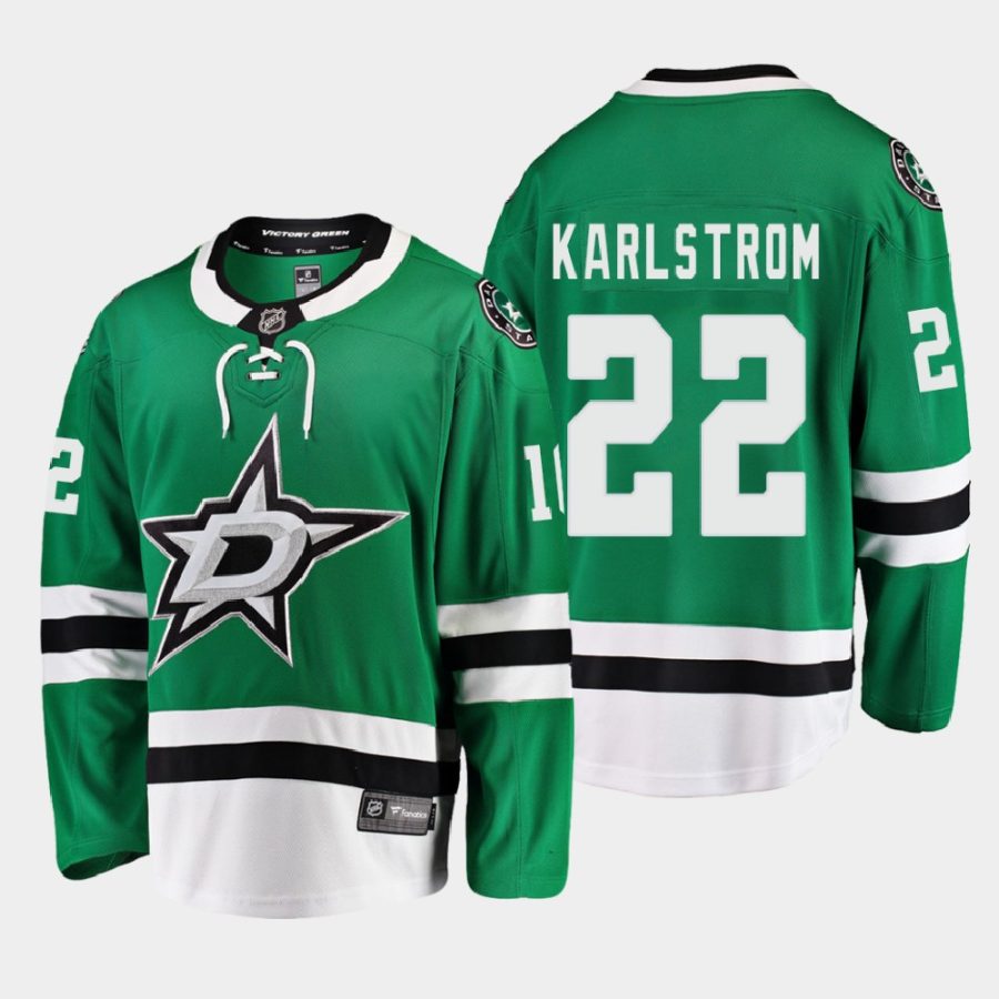 dallas stars fredrik karlstrom home breakaway player fanatics jersey kelly green