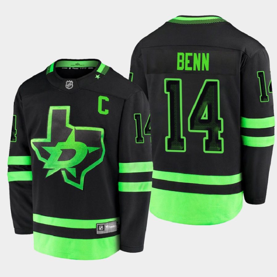 dallas stars jamie benn alternate 2020 21 blackout breakaway player jersey black