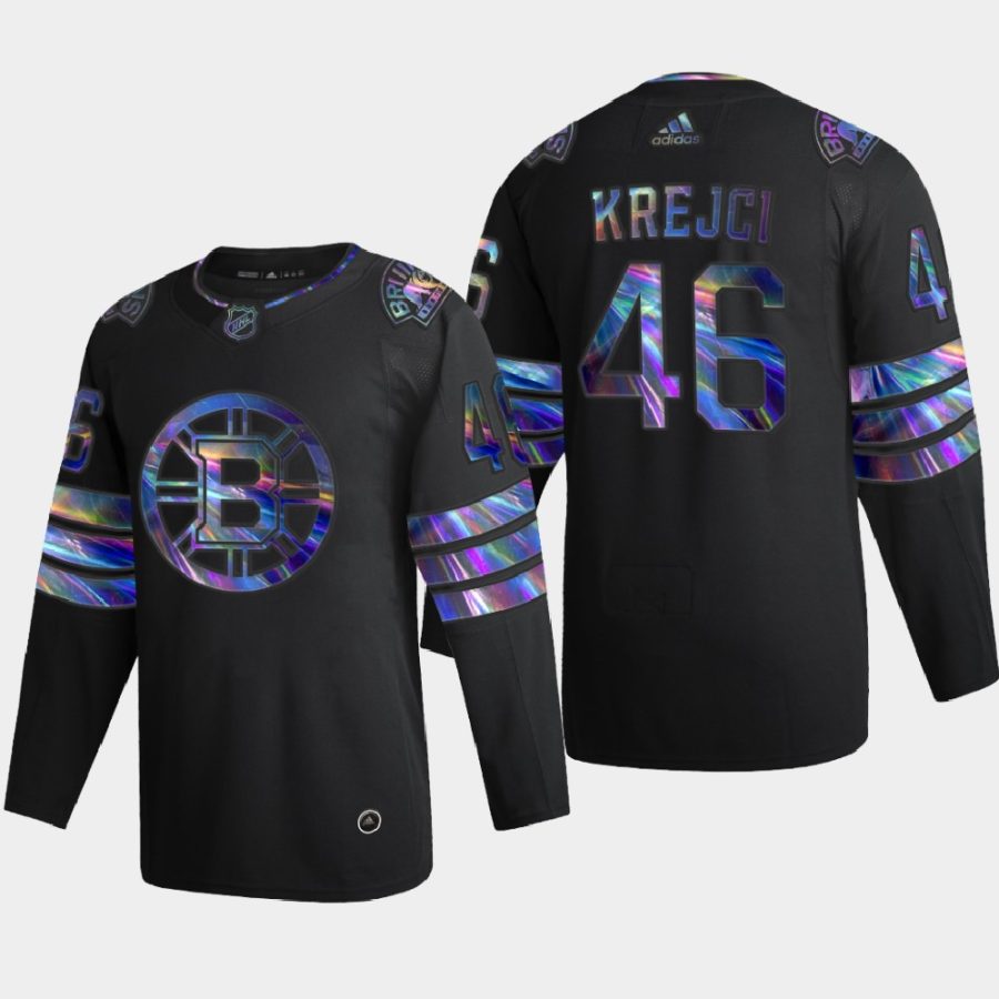 david krejci bruins black iridescent holographic authentic jersey