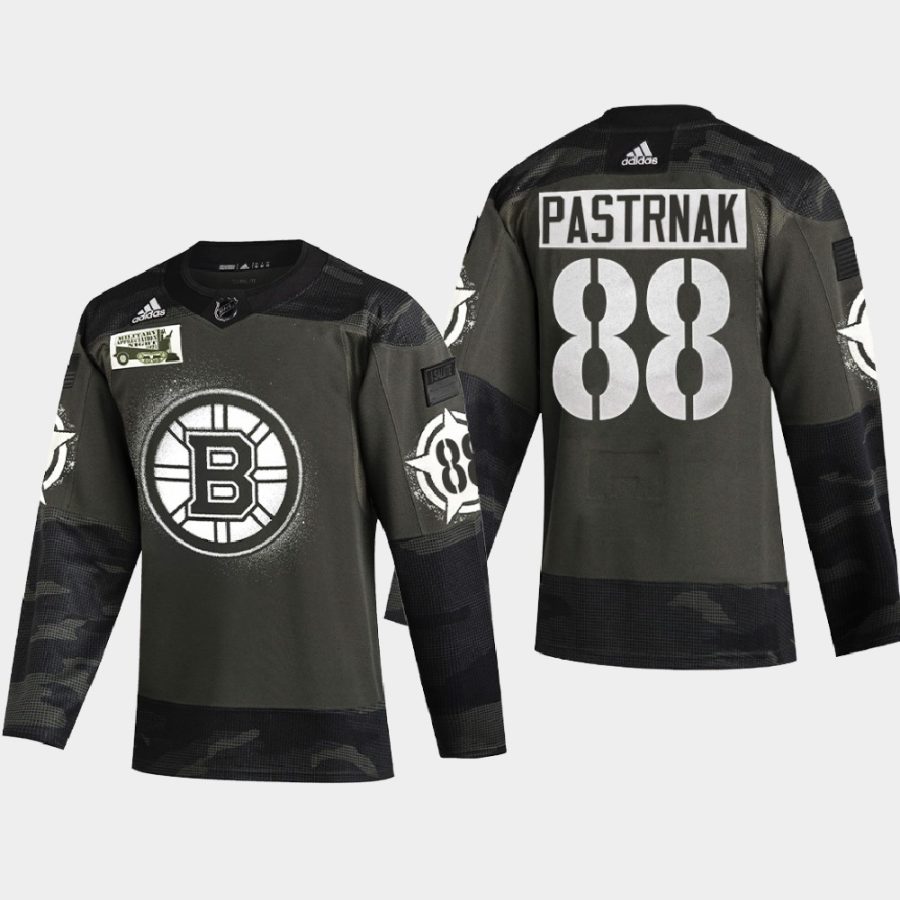 david pastrnak bruins camo 2021 military appreciation night jersey