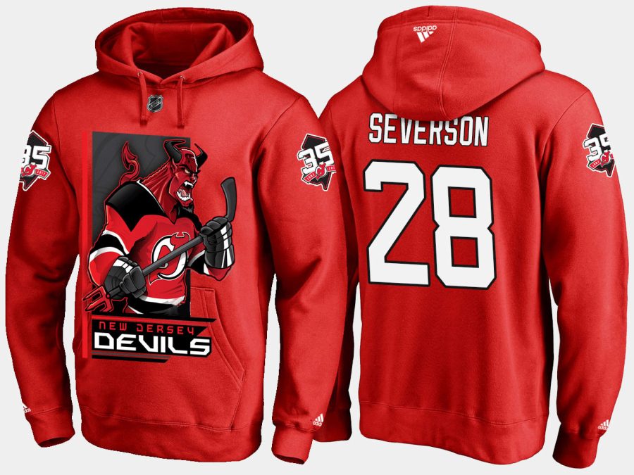 devils damon severson cartoon team color red hoodie