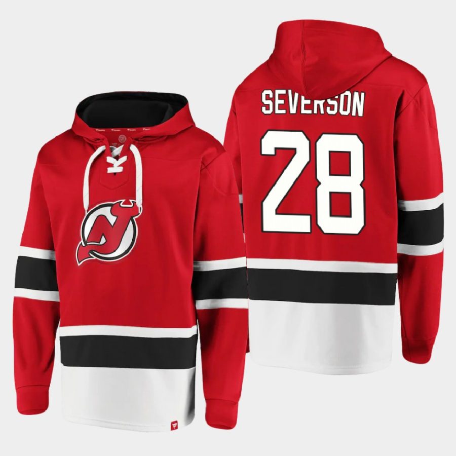 devils damon severson red dasher player lace up hoodie