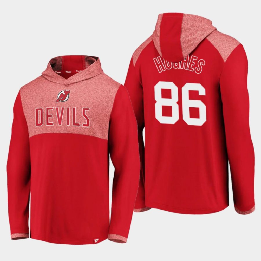 devils jack hughes red iconic marbled clutch pullover hoodie