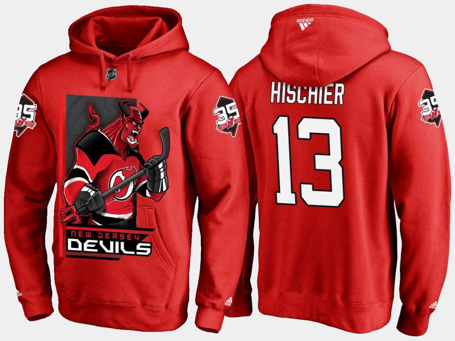 devils nico hischier cartoon team color red hoodie