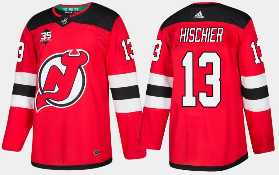 devils nico hischier home red jersey