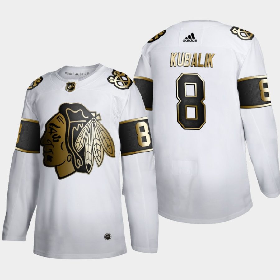 dominik kubalik blackhawks white 2020 calder trophy jersey