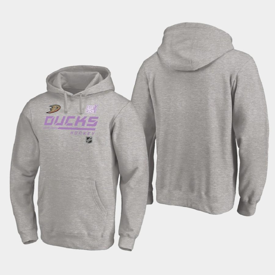 ducks heather gray 2020 hockey fights cancer pullover hoodie