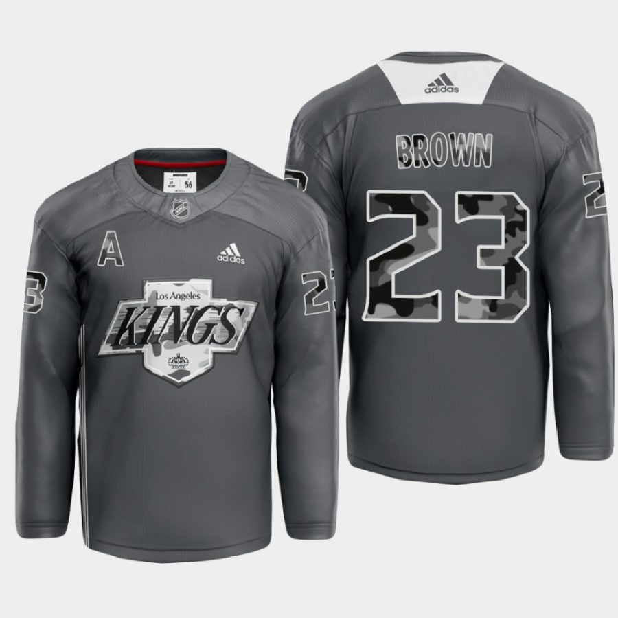 dustin brown undefeated x la kings gray warm up jersey