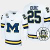 dylan duke michigan wolverines white 100th anniversary hockey jersey