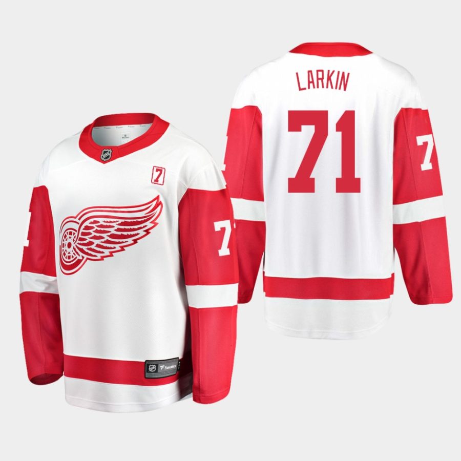 dylan larkin red wings white 2019 away patch 7 player jersey