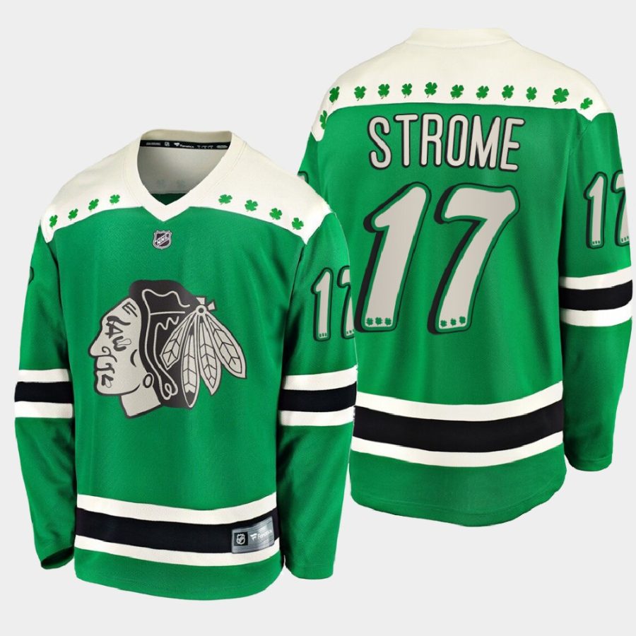 dylan strome blackhawks green 2021 st. patricks day jersey