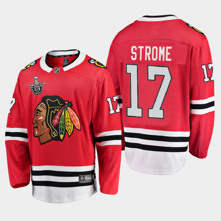 dylan strome blackhawks red 2020 stanley cup playoffs home jersey