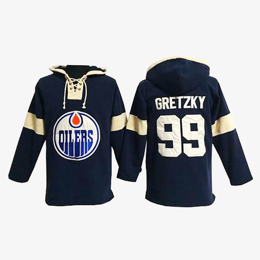 edmonton oilers wayne gretzky navy blue hoodie jersey