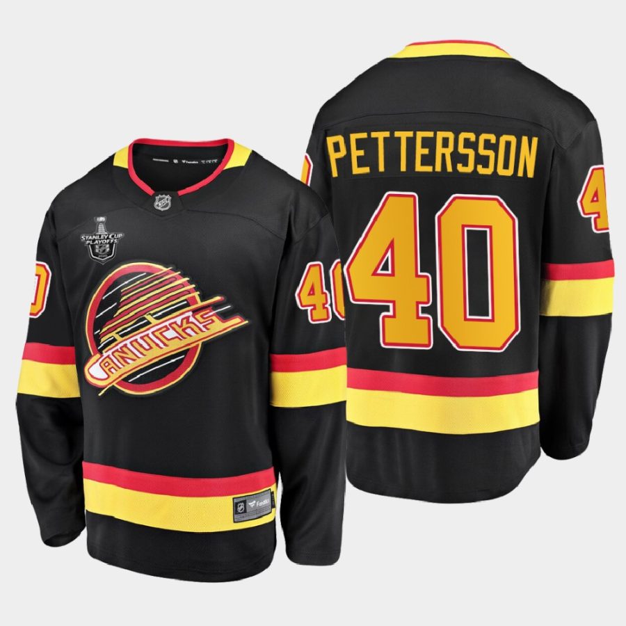 elias pettersson canucks black 2020 stanley cup playoffs flying skate jersey