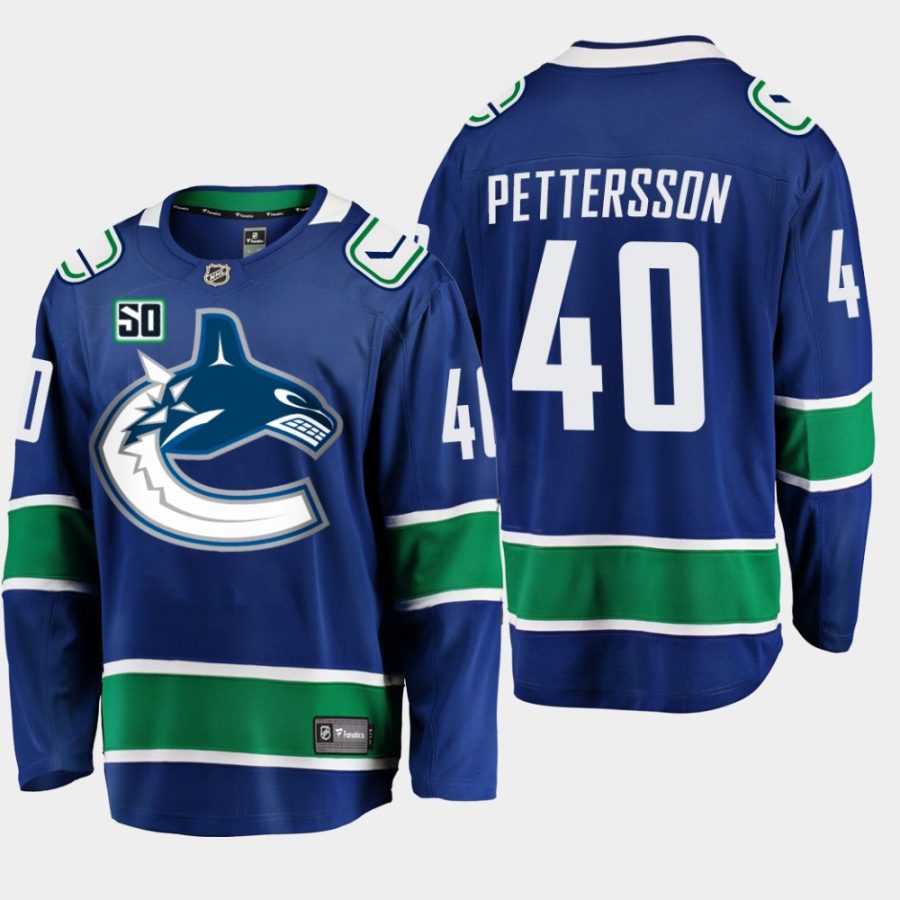 elias pettersson canucks blue 50th anniversary home jersey