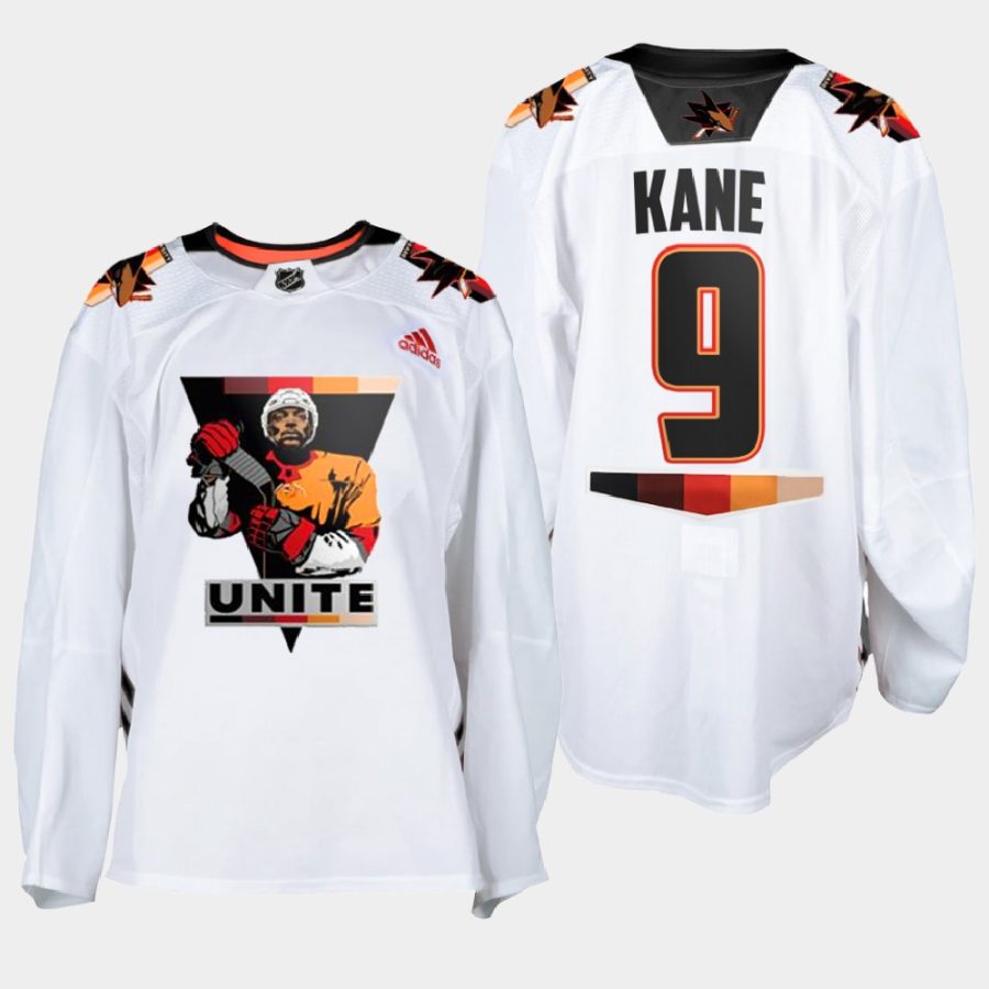 evander kane sharks white terry smith unite special warmup jersey