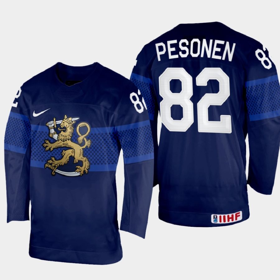 finland hockey harri pesonen 2022 iihf world championship away jersey navy