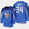 finland team aku raty 2021 iihf world junior championship away jersey blue