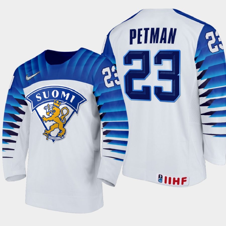 finland team mikko petman 2021 iihf world junior championship home jersey white