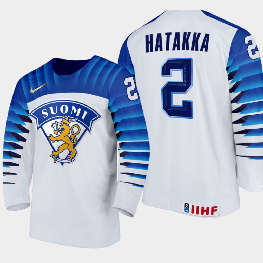 finland team santeri hatakka 2021 iihf world junior championship home jersey white