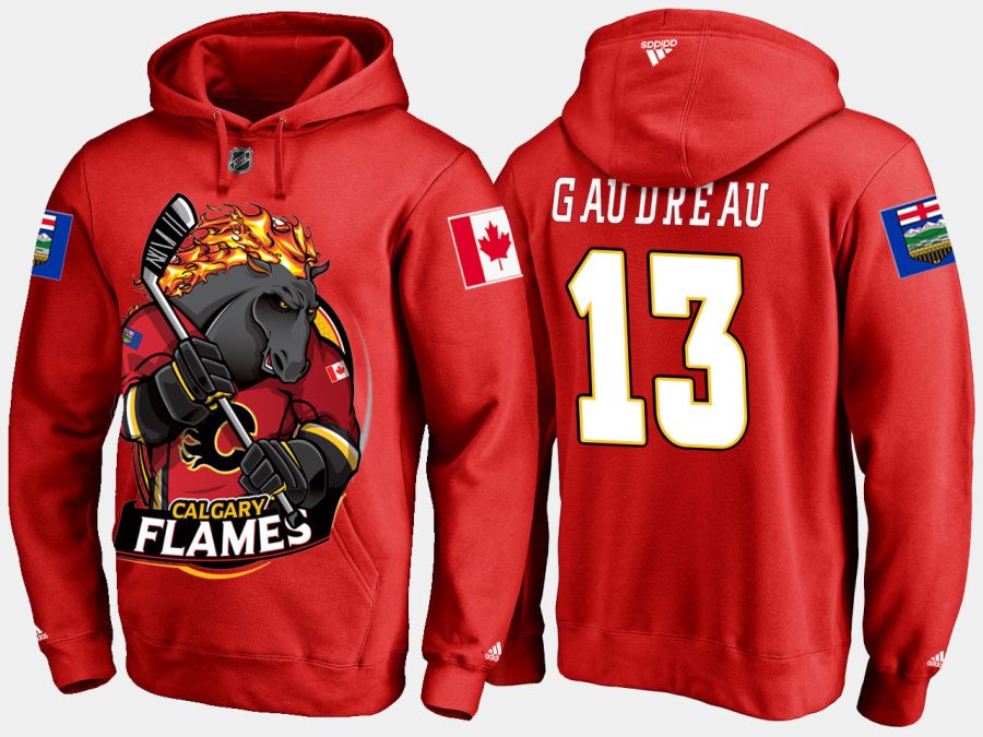 flames johnny gaudreau cartoon team color red hoodie