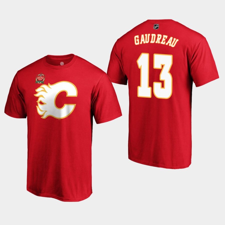 flames johnny gaudreau red 2019 heritage classic primary logo t shirt 0a