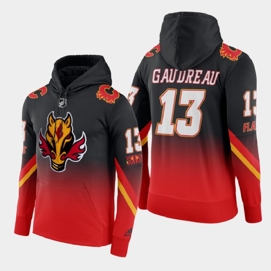 flames johnny gaudreau red black 2021 reverse retro gradient hoodie