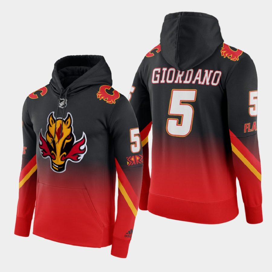 flames mark giordano red black 2021 reverse retro gradient hoodie