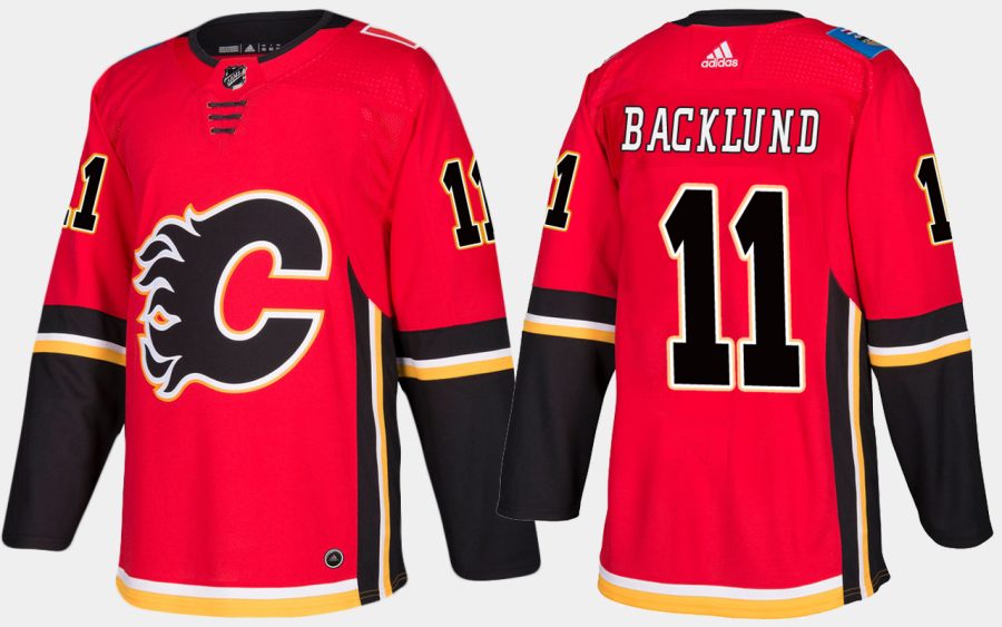 flames mikael backlund home red jersey