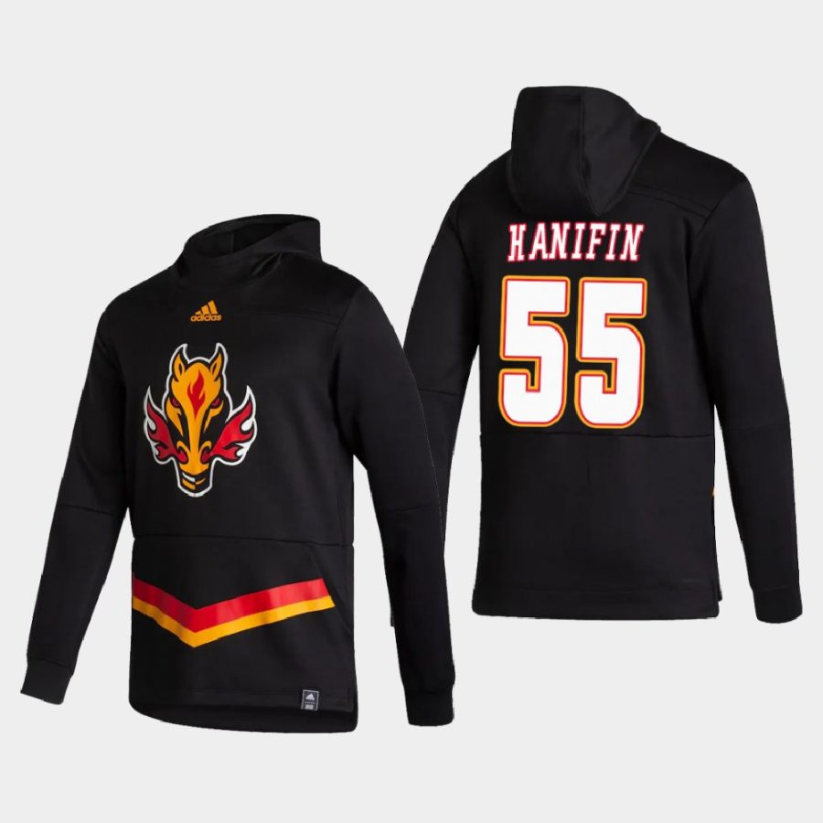 flames noah hanifin black 2021 reverse retro authentic pullover hoodie