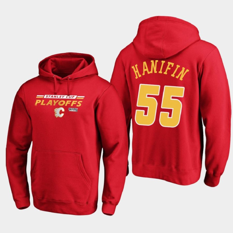 flames noah hanifin red 2020 stanley cup playoffs top cheddar pullover hoodie