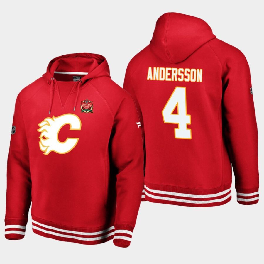 flames rasmus andersson red 2019 heritage classic rinkside throwback pullover hoodie