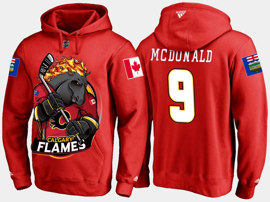 flames retiredlanny mcdonald cartoon team color red hoodie