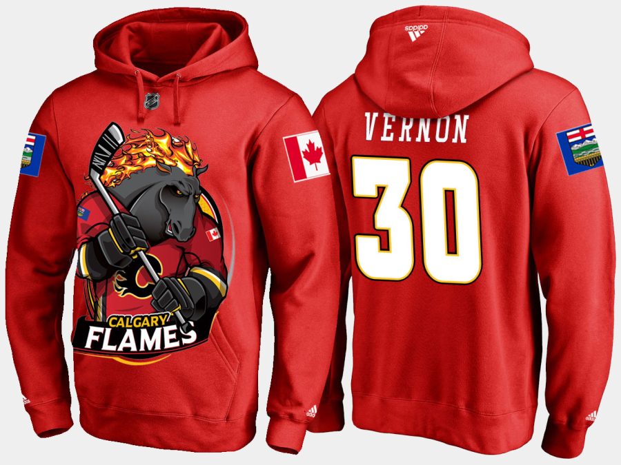 flames retiredmike vernon cartoon team color red hoodie