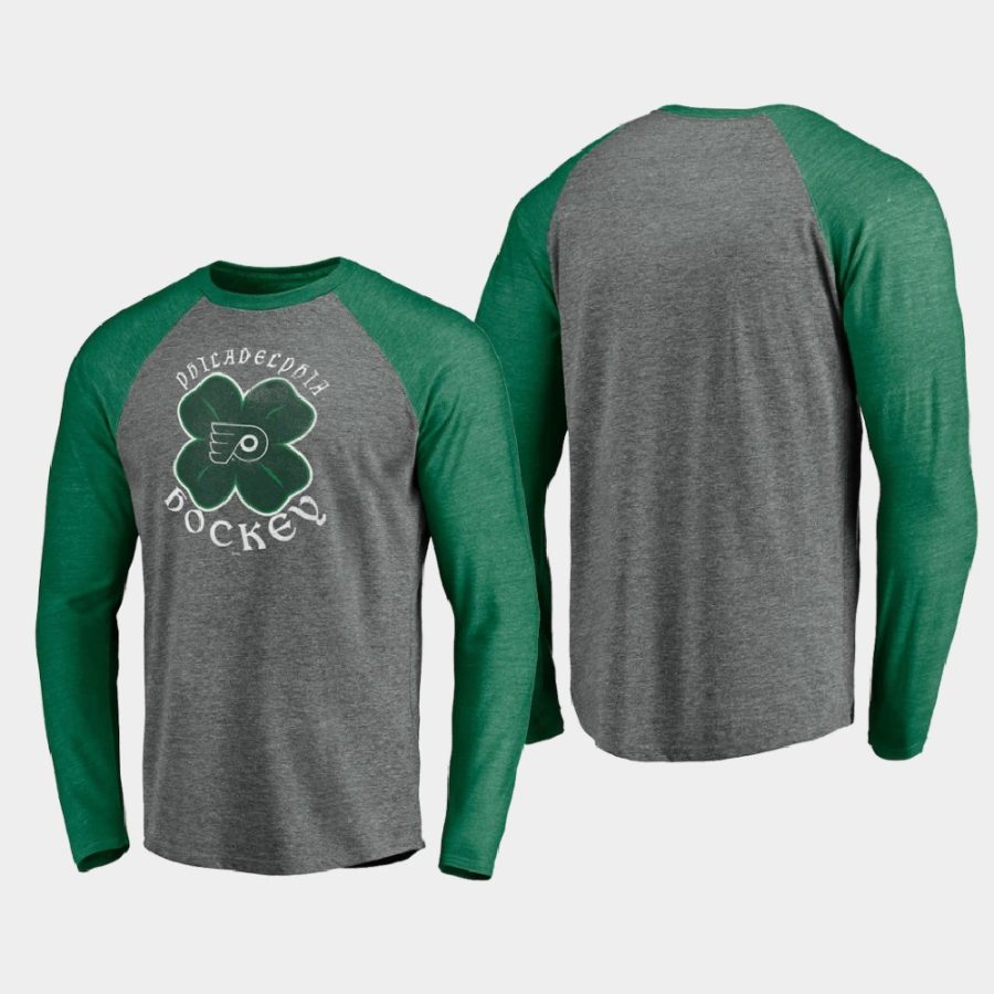 flyers gray st. patricks day celtic long sleeve raglan t shirt