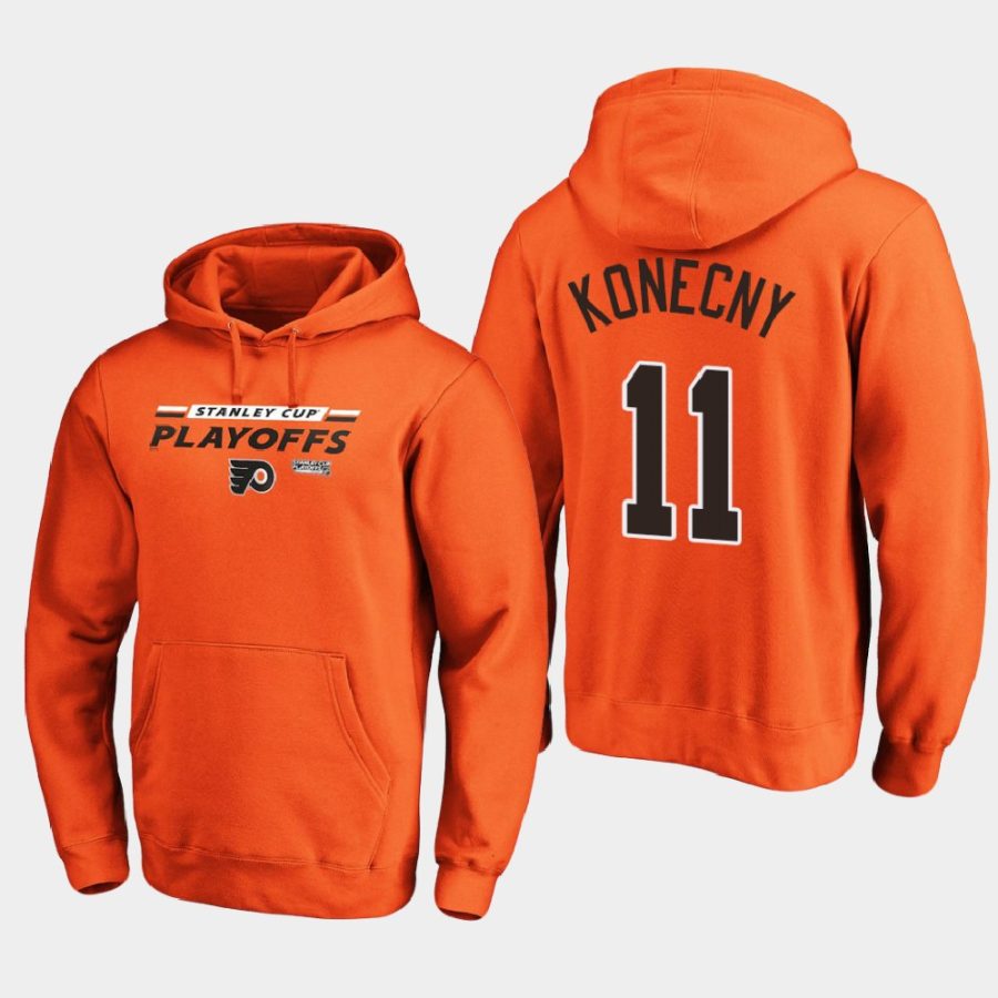 flyers travis konecny orange 2020 stanley cup playoffs top cheddar pullover hoodie