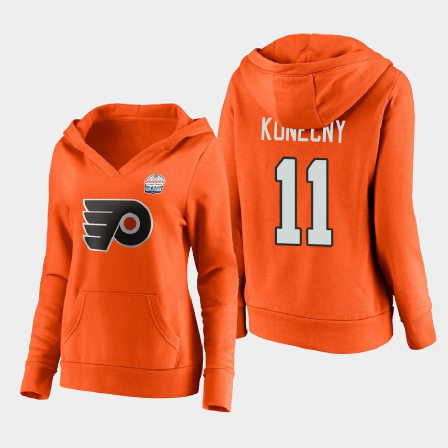 flyers travis konecny orange 2021 lake tahoe outdoor games primary logo hoodie