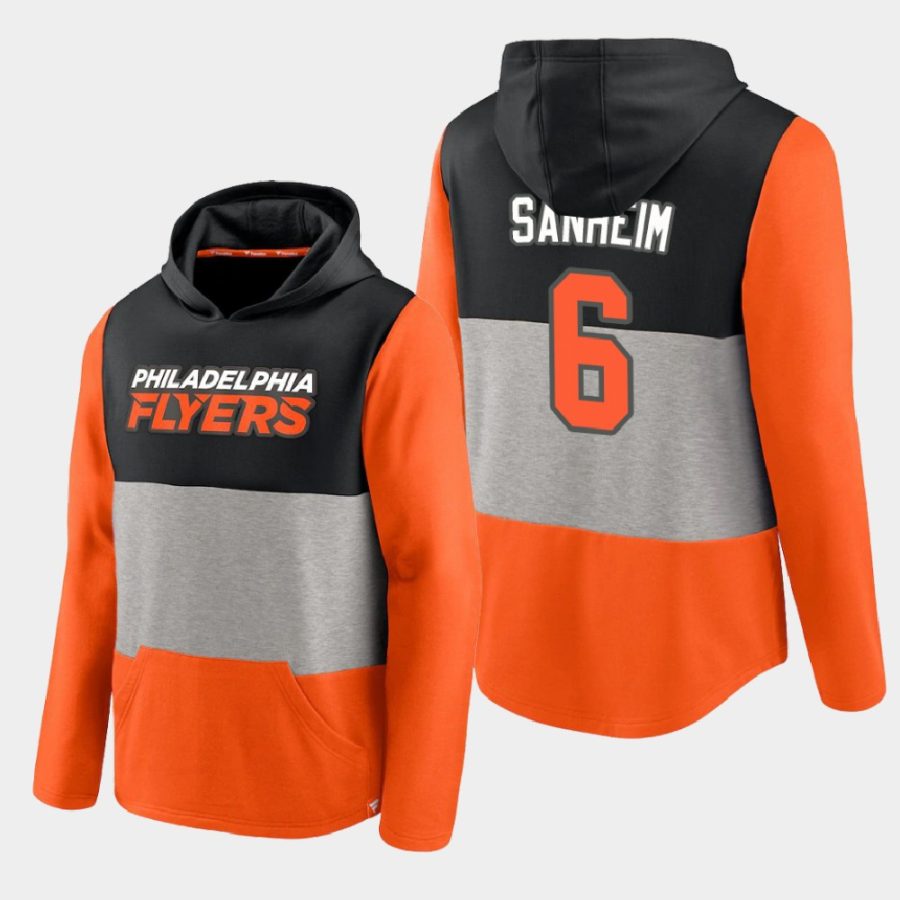 flyers travis sanheim orange prep colorblock hoodie