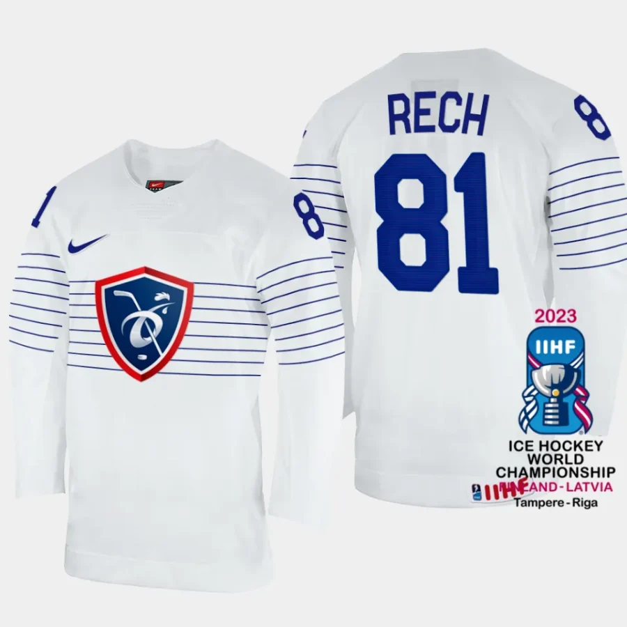 france hockey anthony rech 2023 iihf world championship men home jersey white