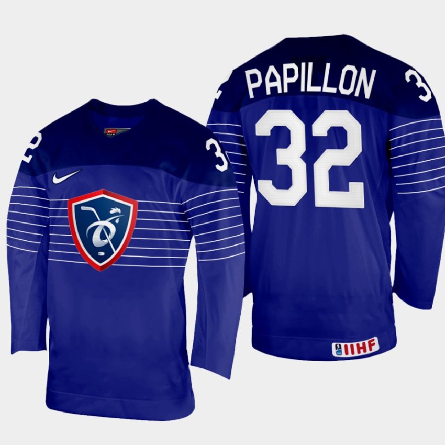 france hockey quentin papillon 2022 iihf world championship away jersey navy