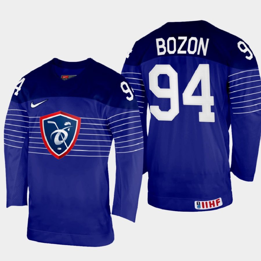 france hockey tim bozon 2022 iihf world championship away jersey navy