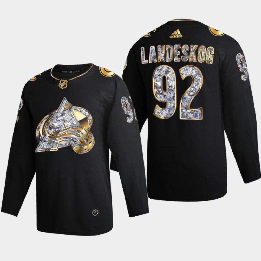 gabriel landeskog avalanche black 2022 stanley cup playoffs diamond edition authentic jersey