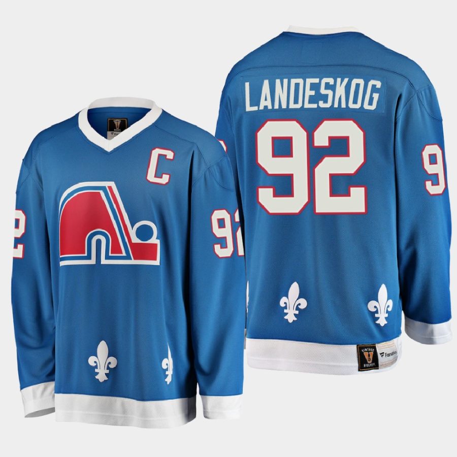 gabriel landeskog quebec nordiques blue vintage jersey