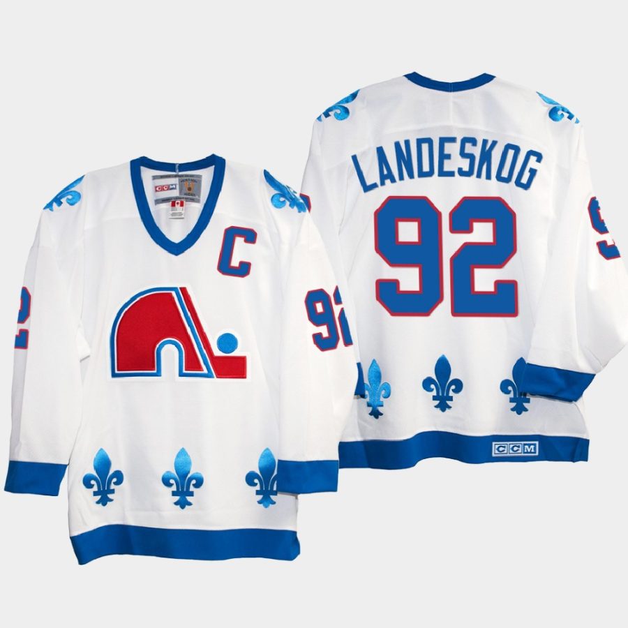 gabriel landeskog quebec nordiques white vintage replica jersey