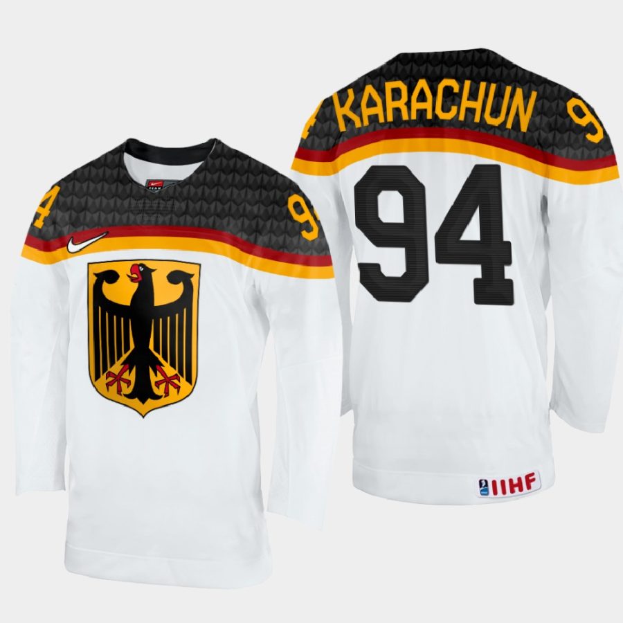 germany hockey alexander karachun 2022 iihf world championship home jersey white