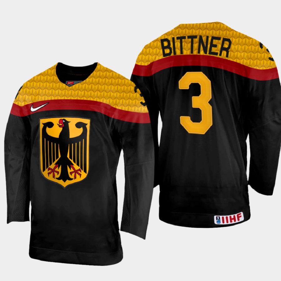 germany hockey dominik bittner 2022 iihf world championship away jersey black