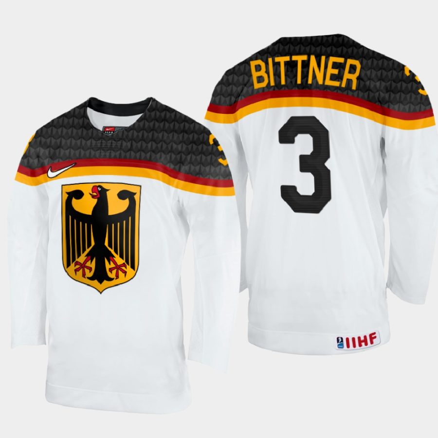 germany hockey dominik bittner 2022 iihf world championship home jersey white