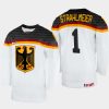 germany hockey dustin strahlmeier 2022 iihf world championship home jersey white